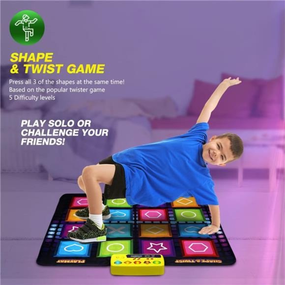 Shape & Twist Dance Mat | 3 Fun Educational Shape Games Mat for Kids Ages 4-8 - Picture 4 of 6
